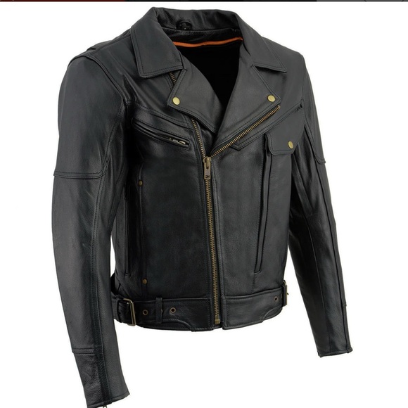 Milwaukee‎ Leather LKM1770 Thick Leather Motorcycle Jacket Brando Biker Medium - Picture 1 of 14